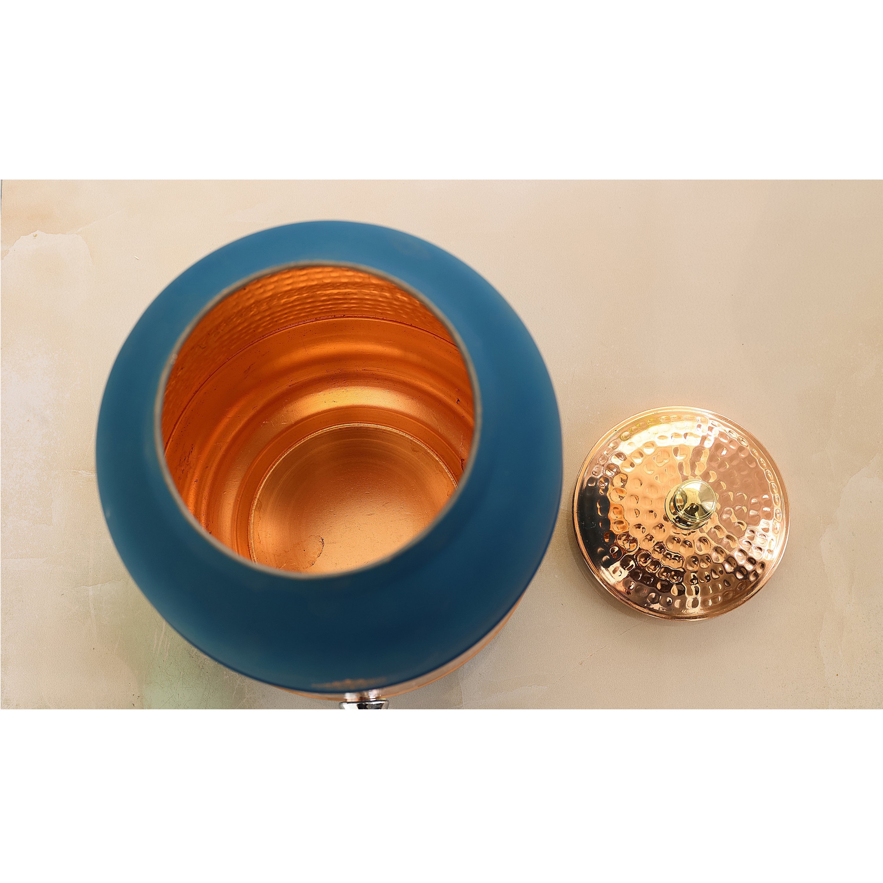 Pure Copper Half Hammered with Silk Finish  Water Pot