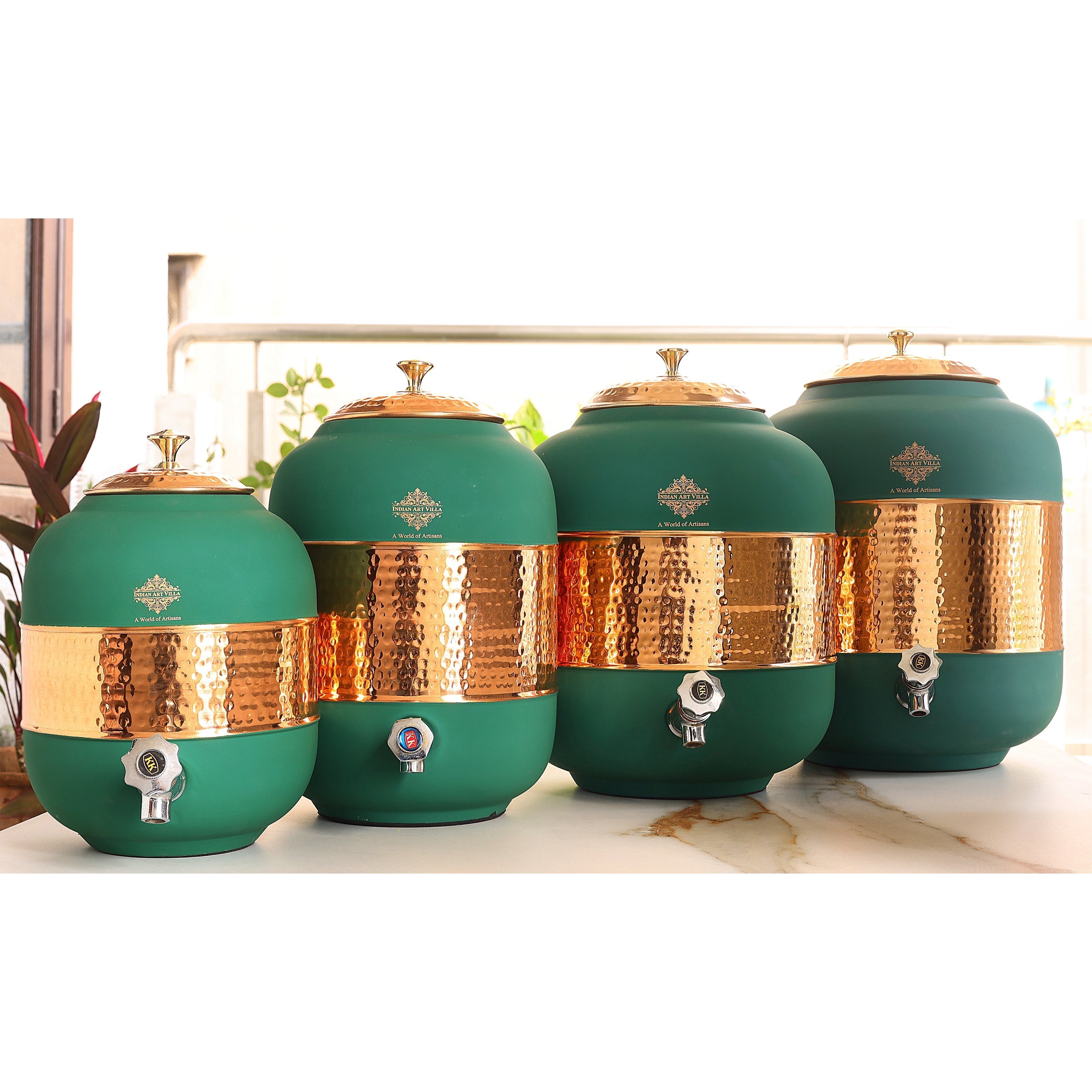 Pure Copper Half Hammered with Silk Finish  Water Pot