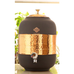 Pure Copper Half Hammered with Silk Finish  Water Pot