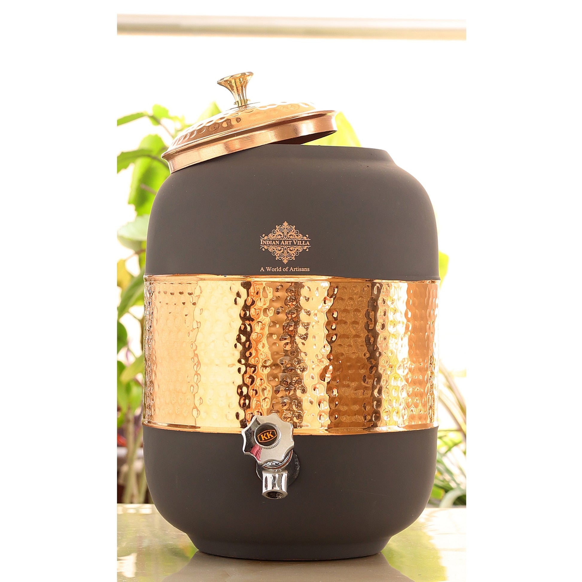 Pure Copper Half Hammered with Silk Finish  Water Pot
