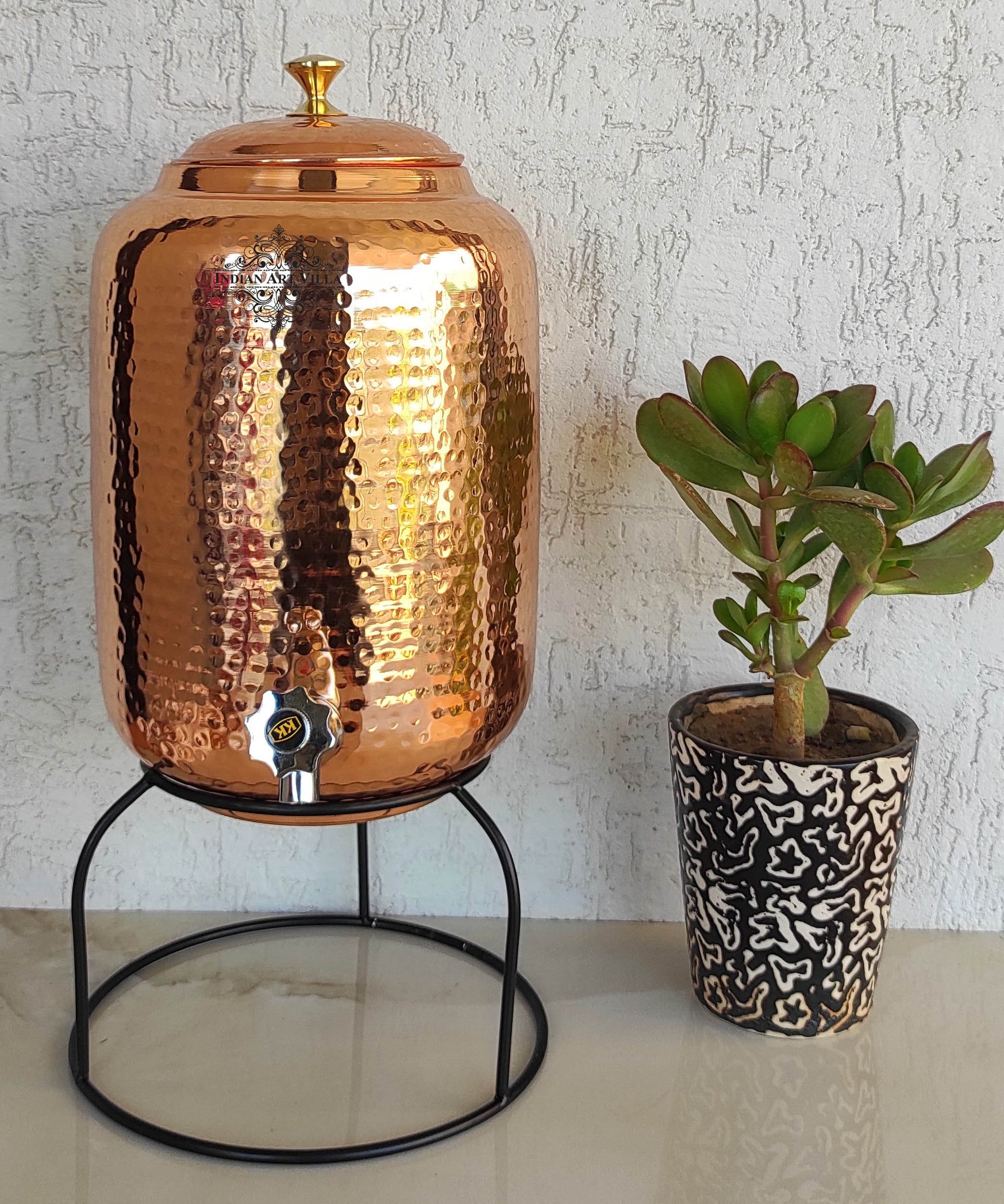 Copper Water Pot With Hammered Design