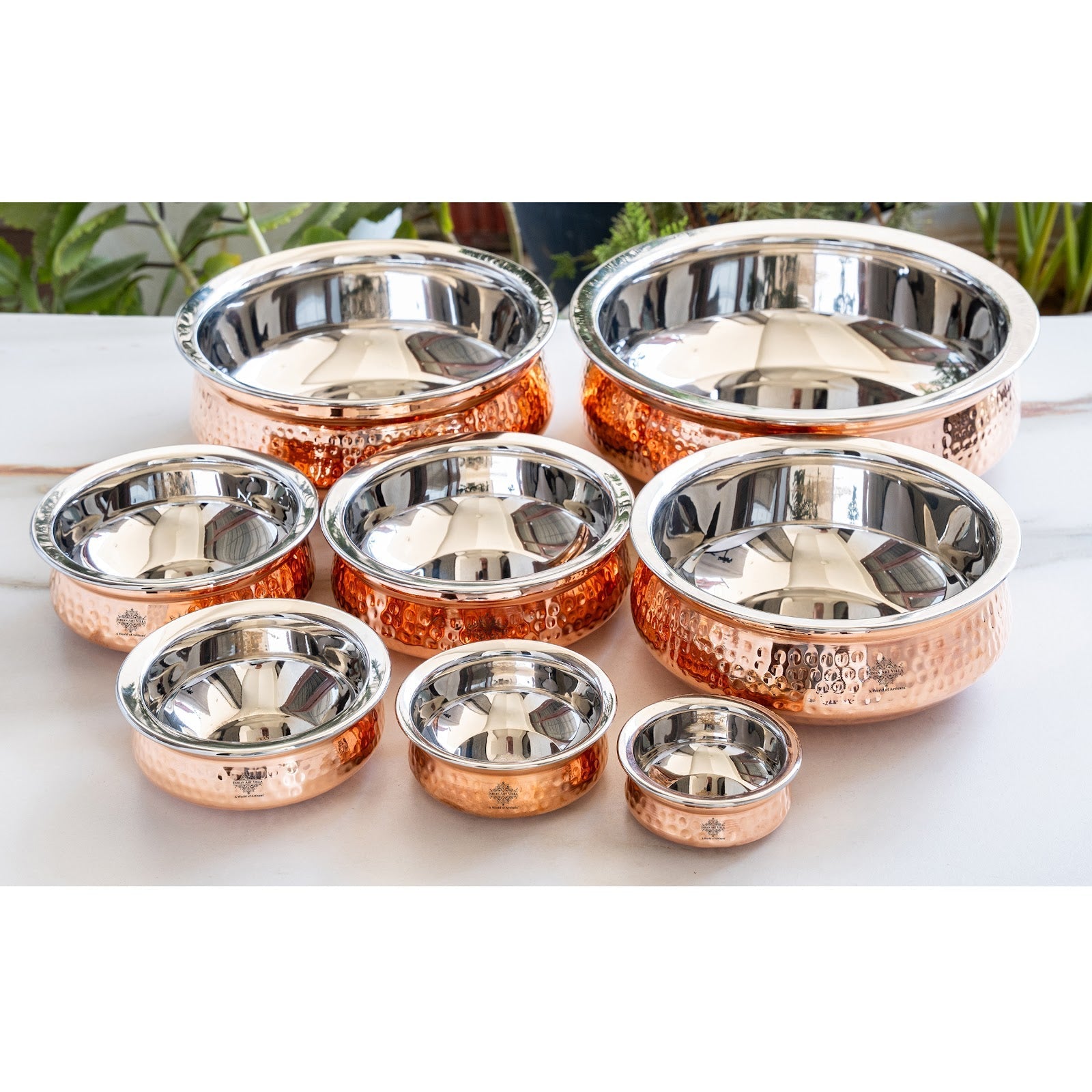 Steel Copper Serving Handi Bowl Serveware Tableware Home Restaurant