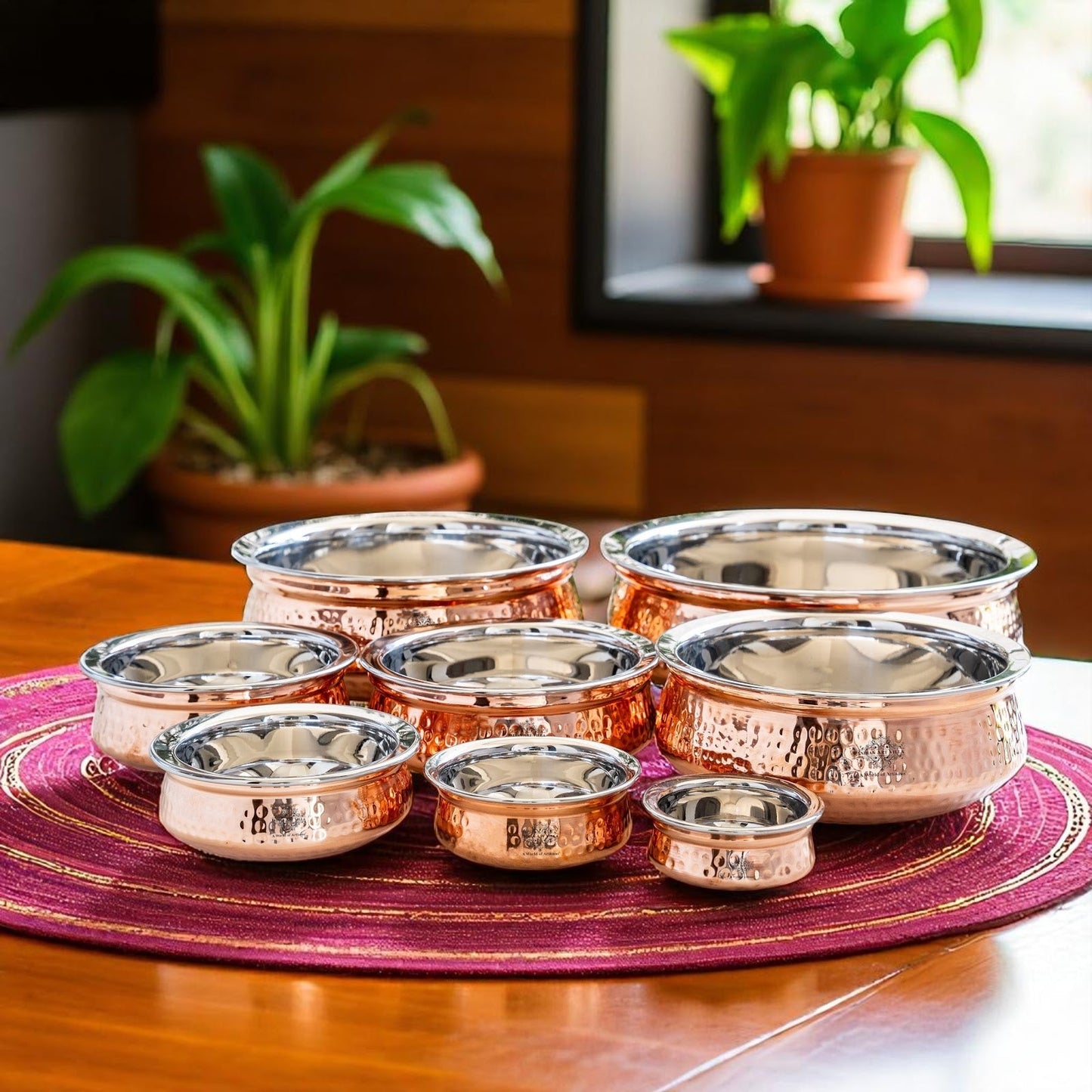 Steel Copper Serving Handi Bowl Serveware Tableware Home Restaurant