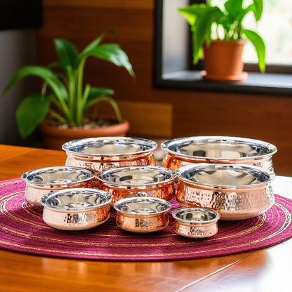 Steel Copper Serving Handi Bowl Serveware Tableware Home Restaurant