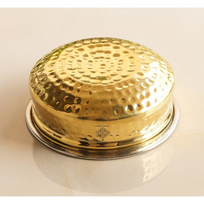 Handcrafted Pure Steel Brass Hammered Design Handi, Servware, Tableware