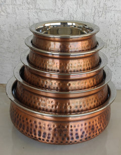 Steel Copper Serving Antique Dark Tone Handi Bowl, Serveware & Tableware