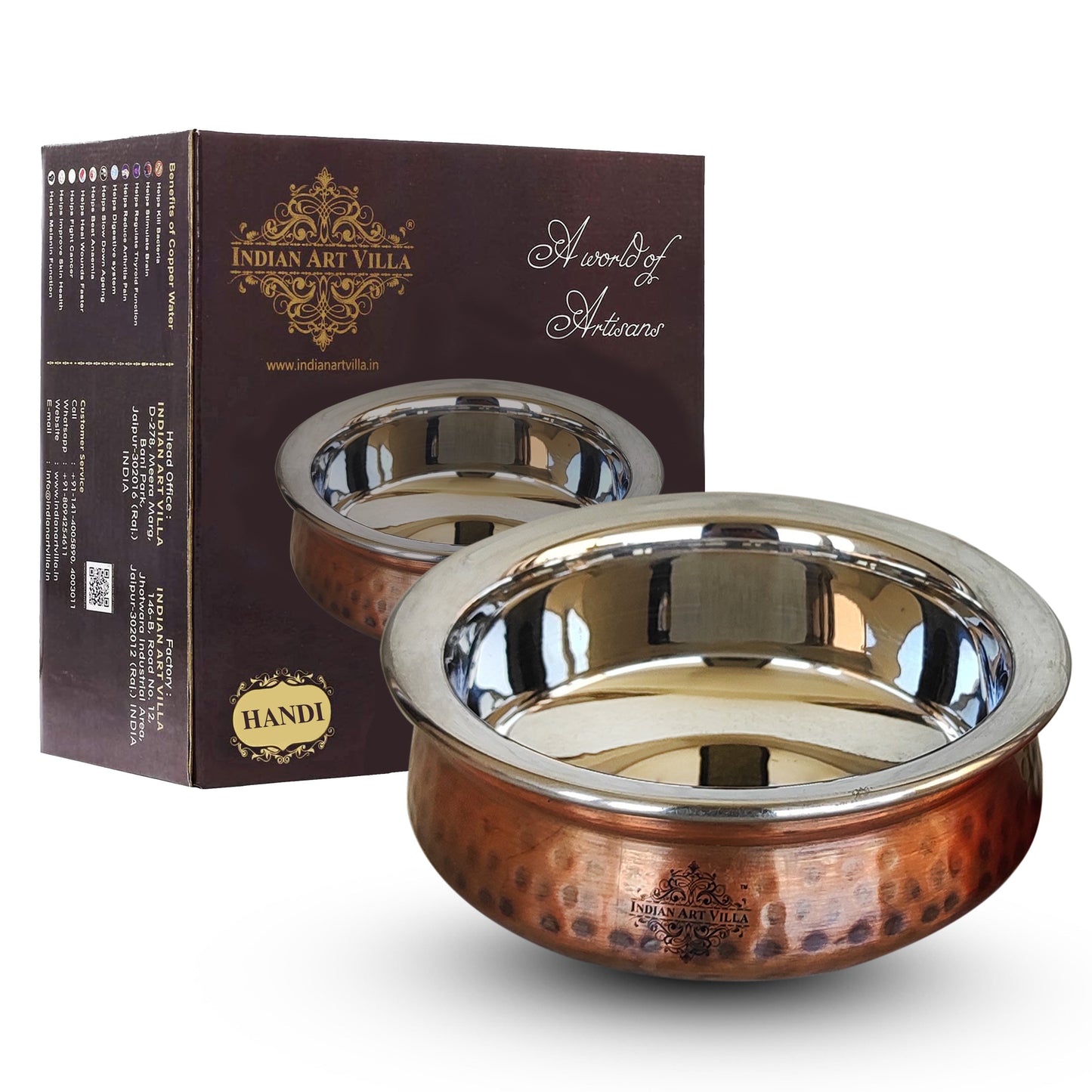 Steel Copper Serving Antique Dark Tone Handi Bowl, Serveware & Tableware