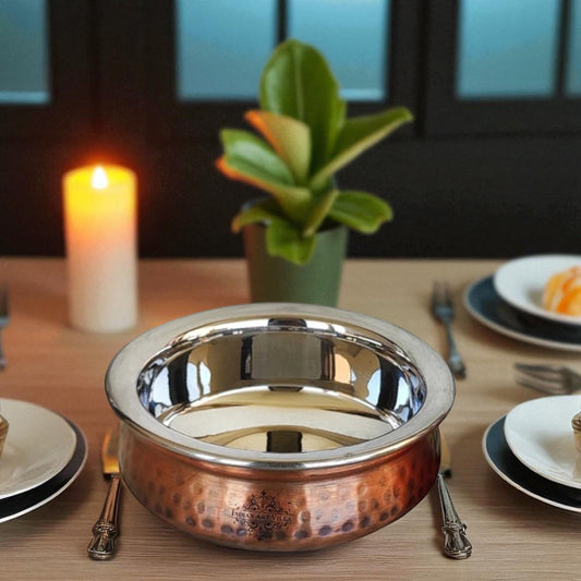 Steel Copper Serving Antique Dark Tone Handi Bowl, Serveware & Tableware