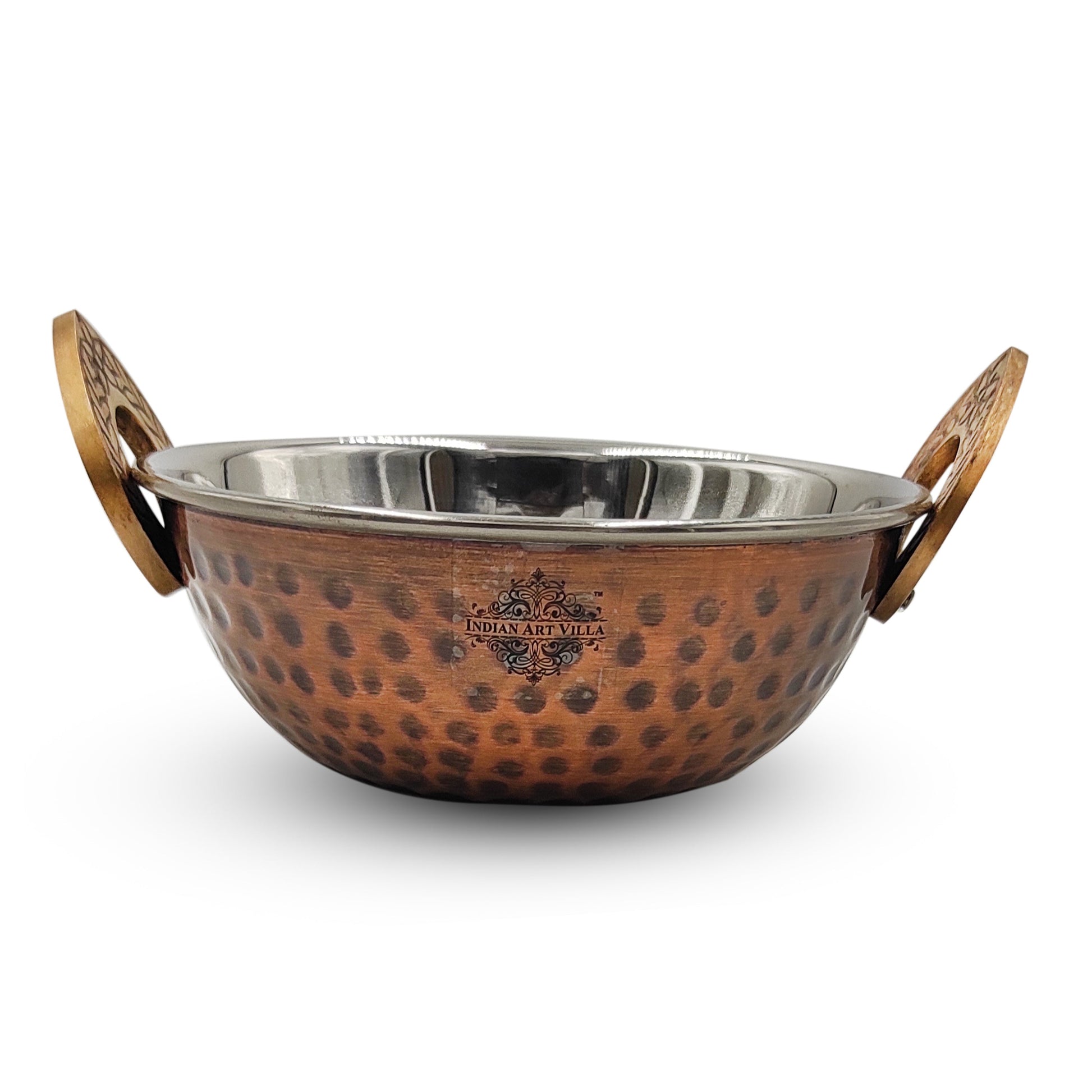 Hammered Antique Dark Tone Design Steel Copper Kadhai Wok Bowl, Serving Dishes, Tableware
