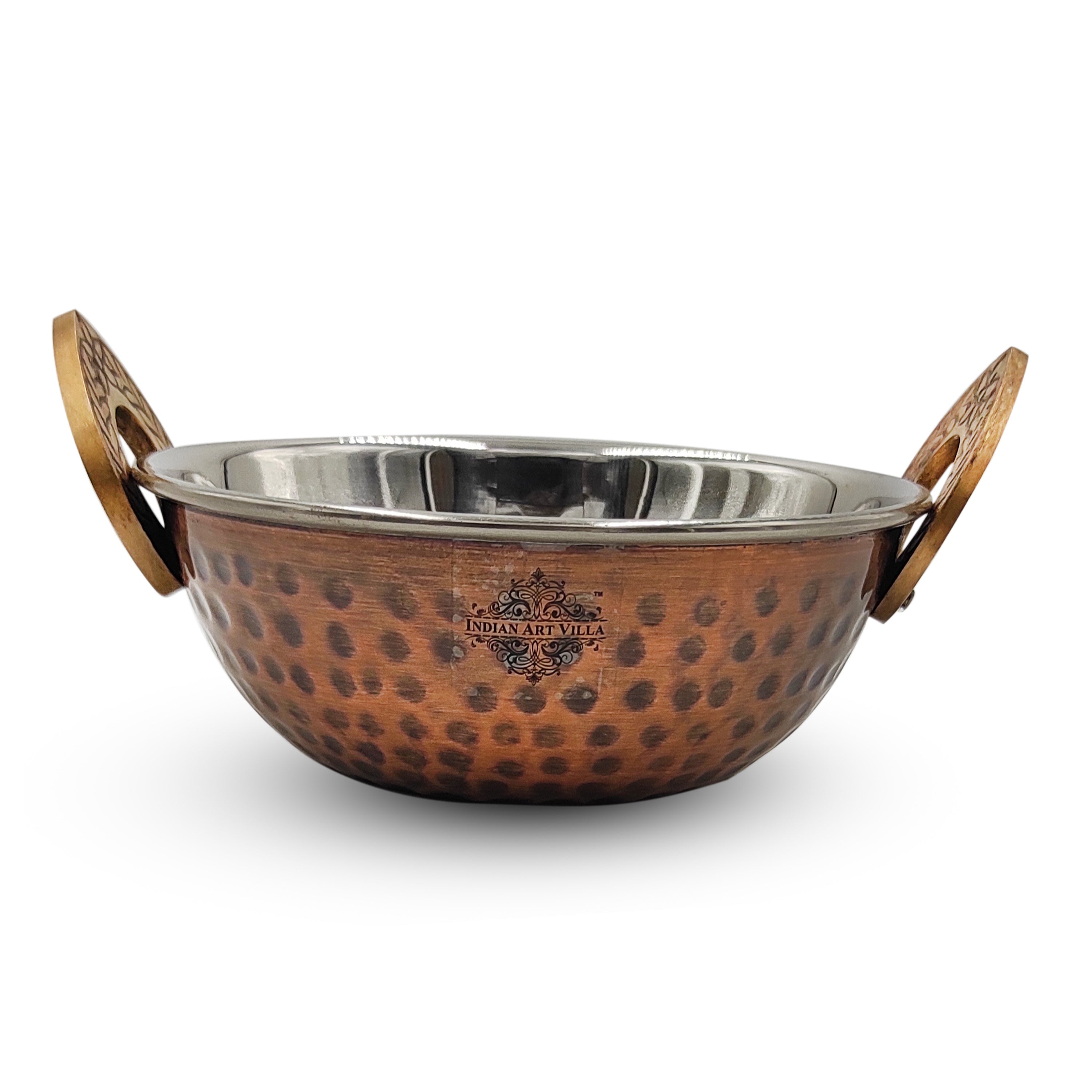 Hammered Antique Dark Tone Design Steel Copper Kadhai Wok Bowl, Serving Dishes, Tableware