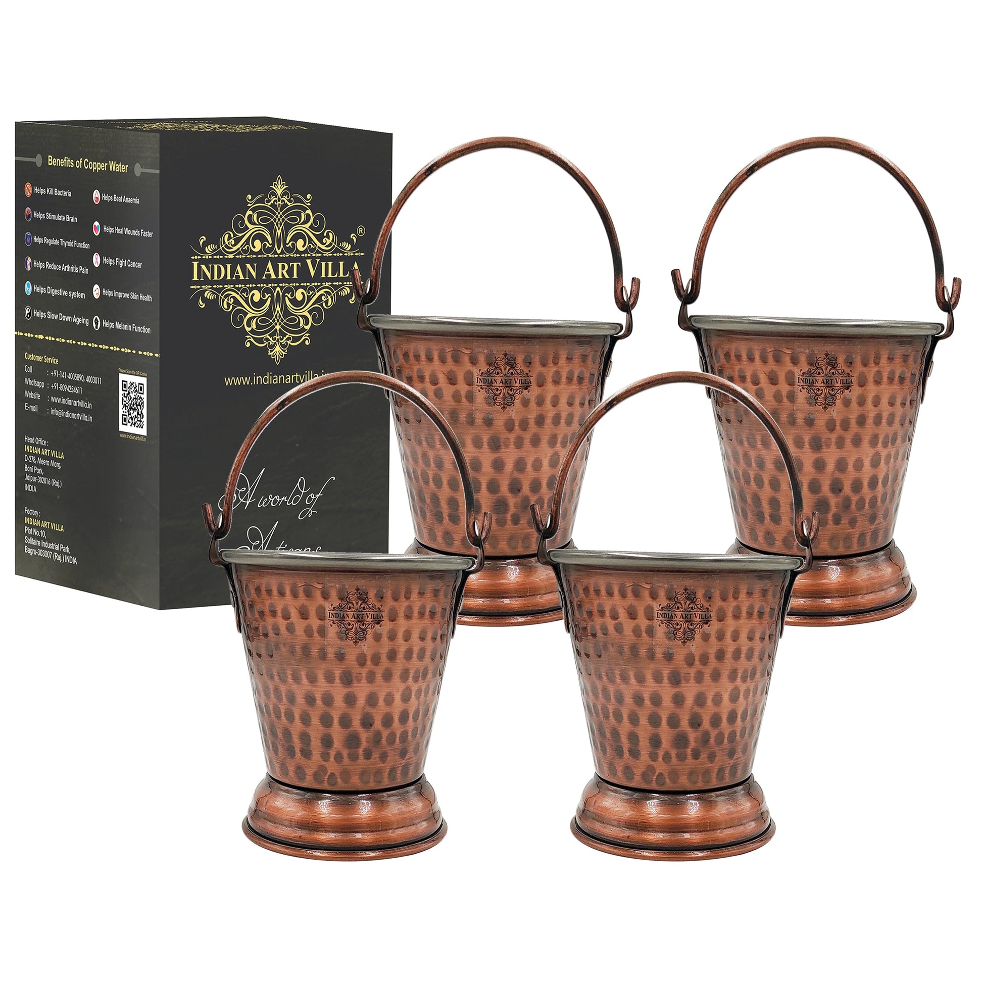 Steel Copper Hammered Design Antique Dark Tone Bucket, Serveware & Tableware for Home, Hotel & Restaurants