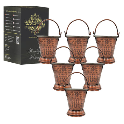 Steel Copper Hammered Design Antique Dark Tone Bucket, Serveware & Tableware for Home, Hotel & Restaurants