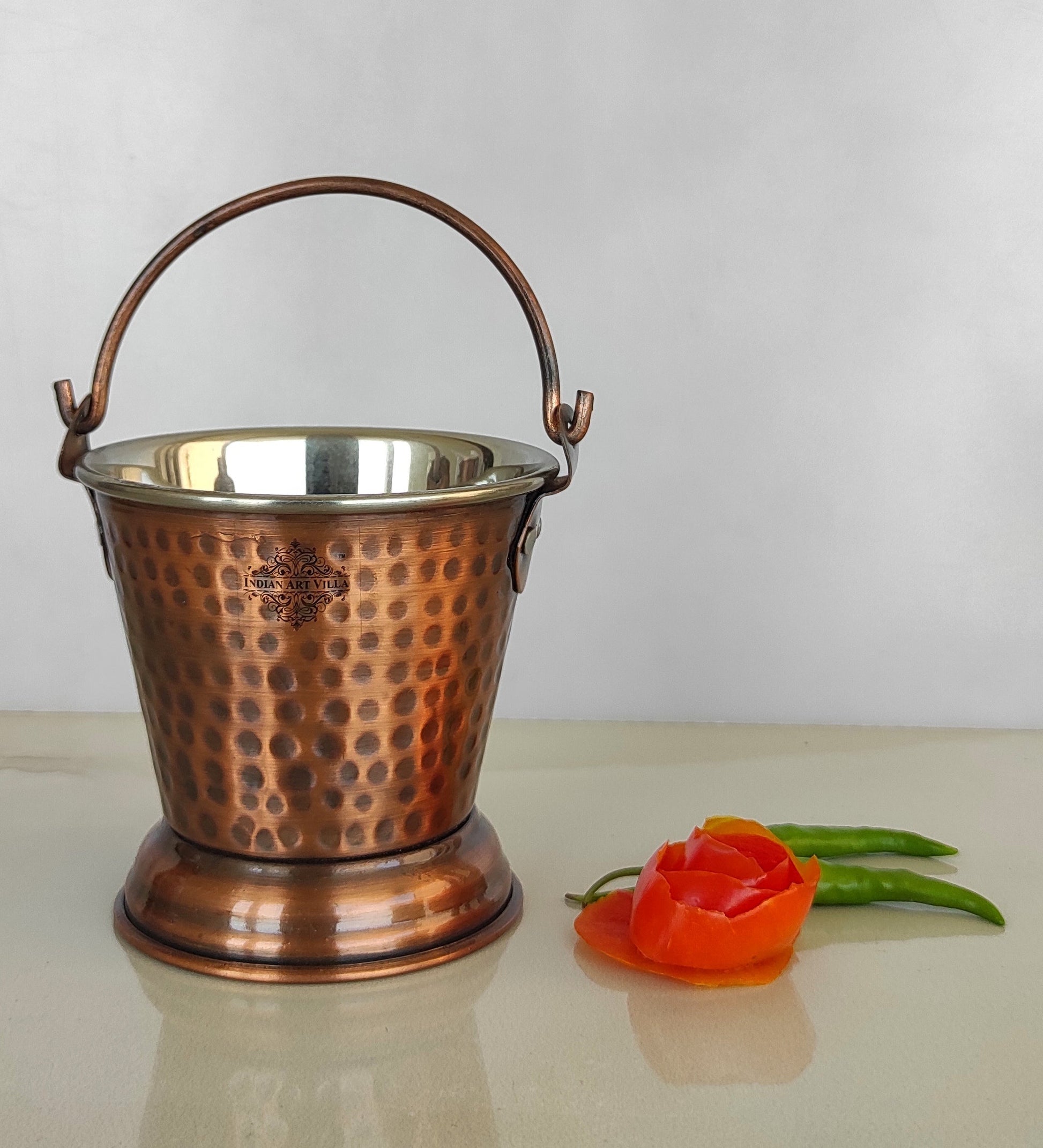 Steel Copper Hammered Design Antique Dark Tone Bucket, Serveware & Tableware for Home, Hotel & Restaurants