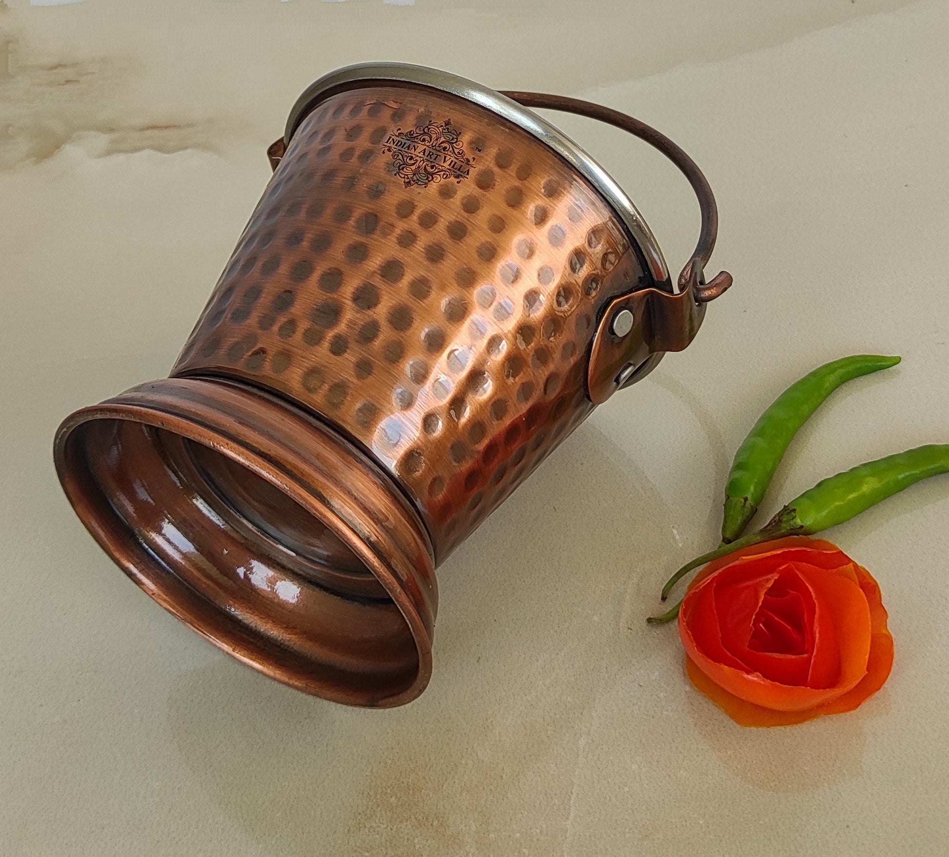 Steel Copper Hammered Design Antique Dark Tone Bucket, Serveware & Tableware for Home, Hotel & Restaurants