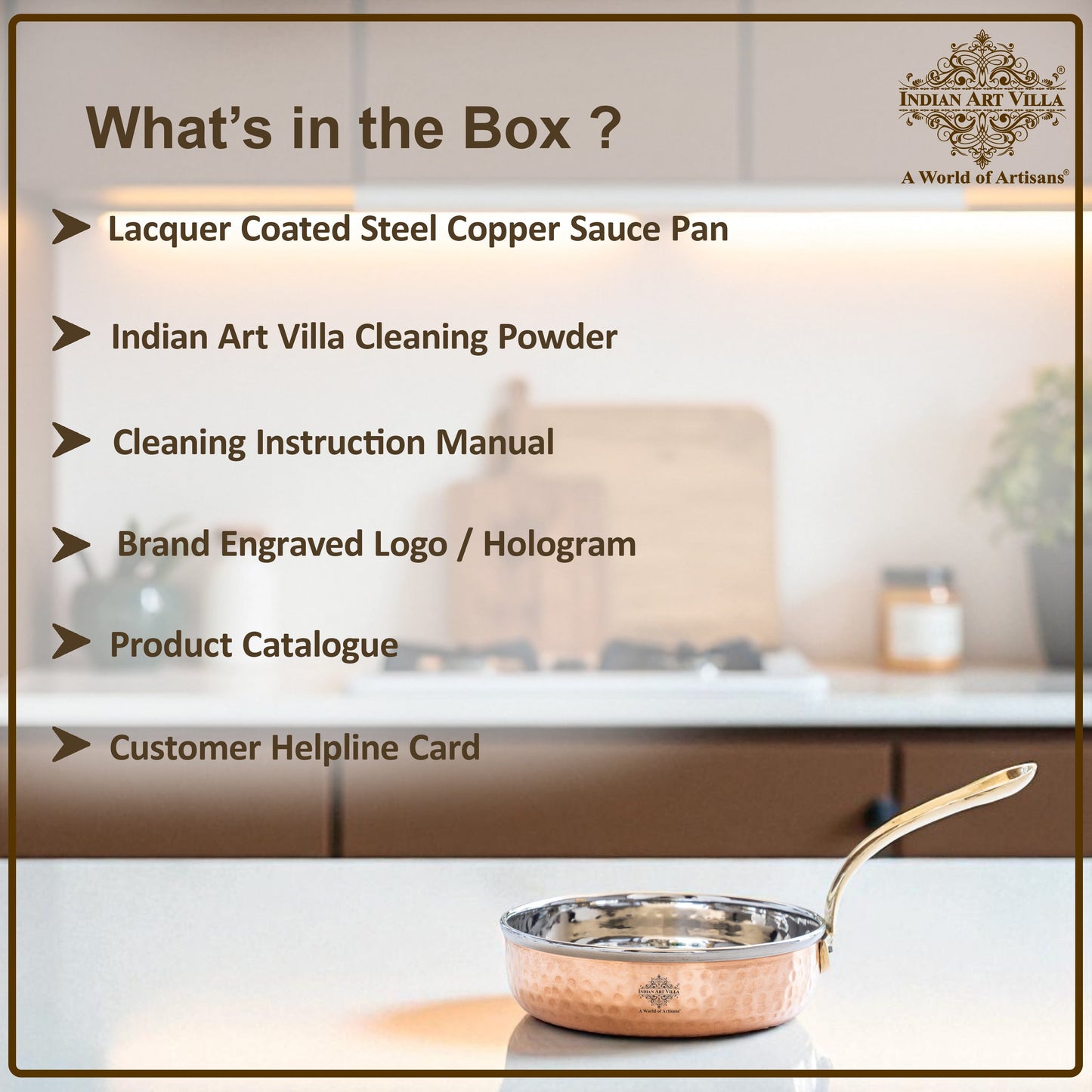 Steel Copper Frying pan Platter with Brass Handle, Serving Dishes