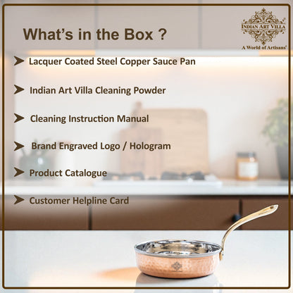 Steel Copper Frying pan Platter with Brass Handle, Serving Dishes