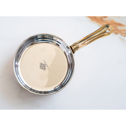Steel Copper Frying pan Platter with Brass Handle, Serving Dishes