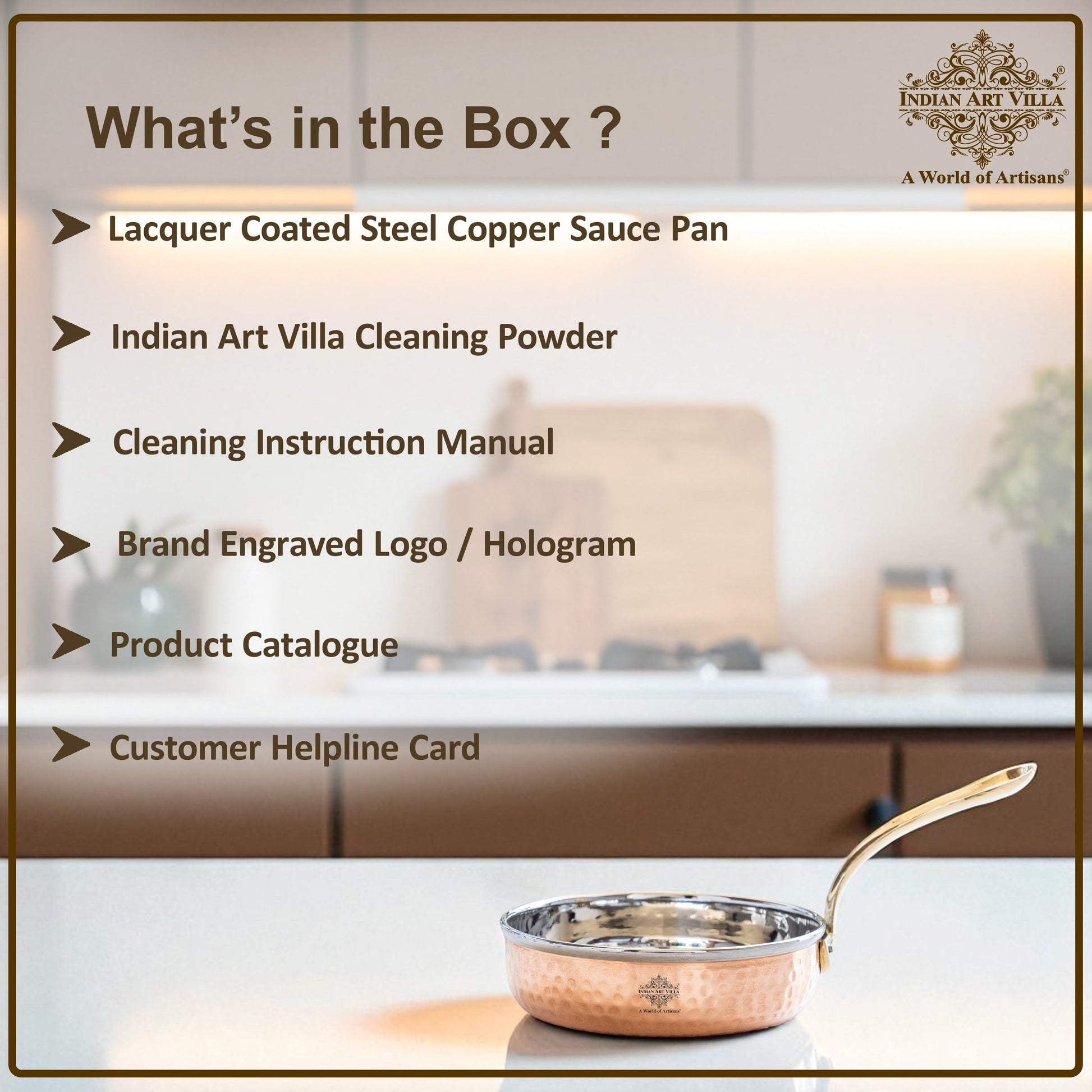 Steel Copper Frying pan Platter with Brass Handle, Serving Dishes