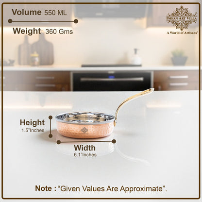 Steel Copper Frying pan Platter with Brass Handle, Serving Dishes