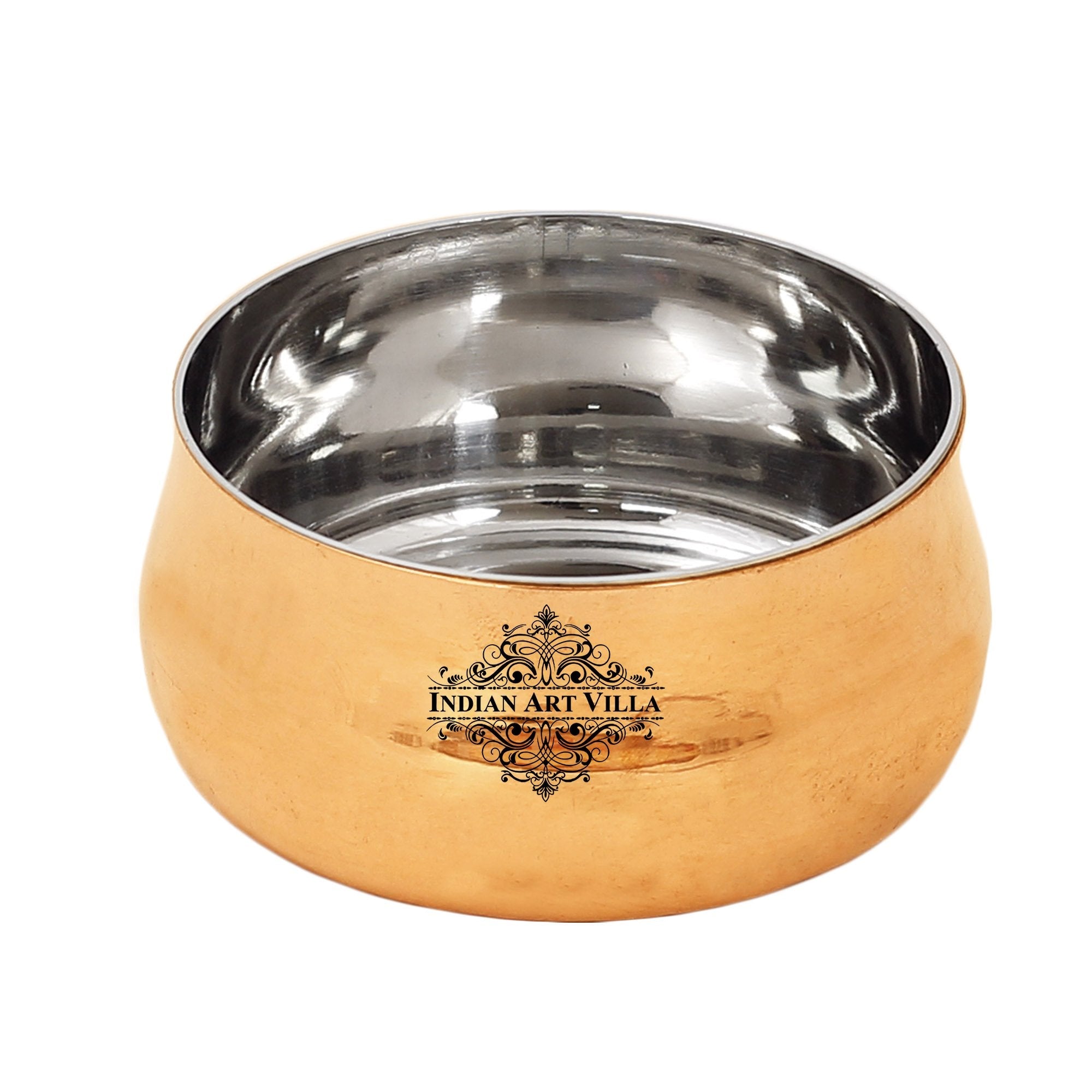 Handmade Pure Steel Copper Curved Bowl, Plain Design, Dinnerware, Serveware