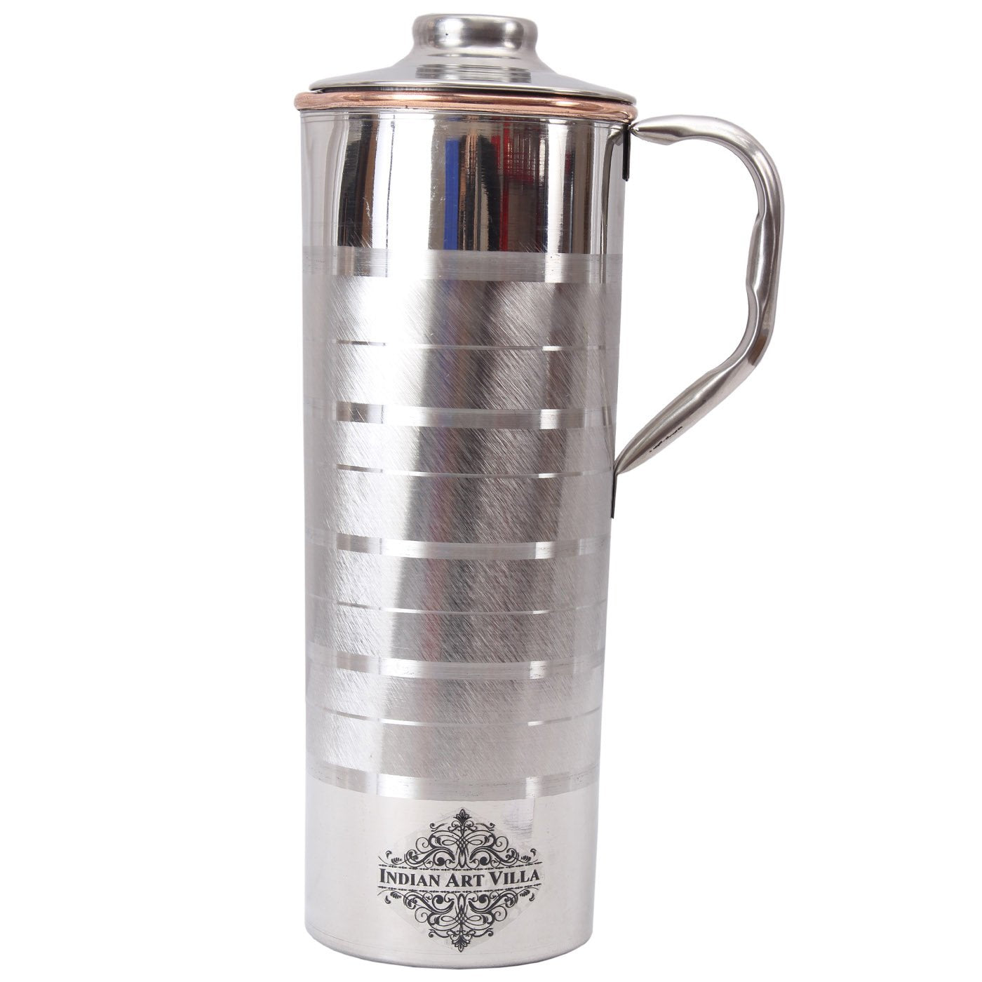 Steel Copper Luxury & Embossed Design Fridge Bottle With Handle, Drinkware, 900 ML