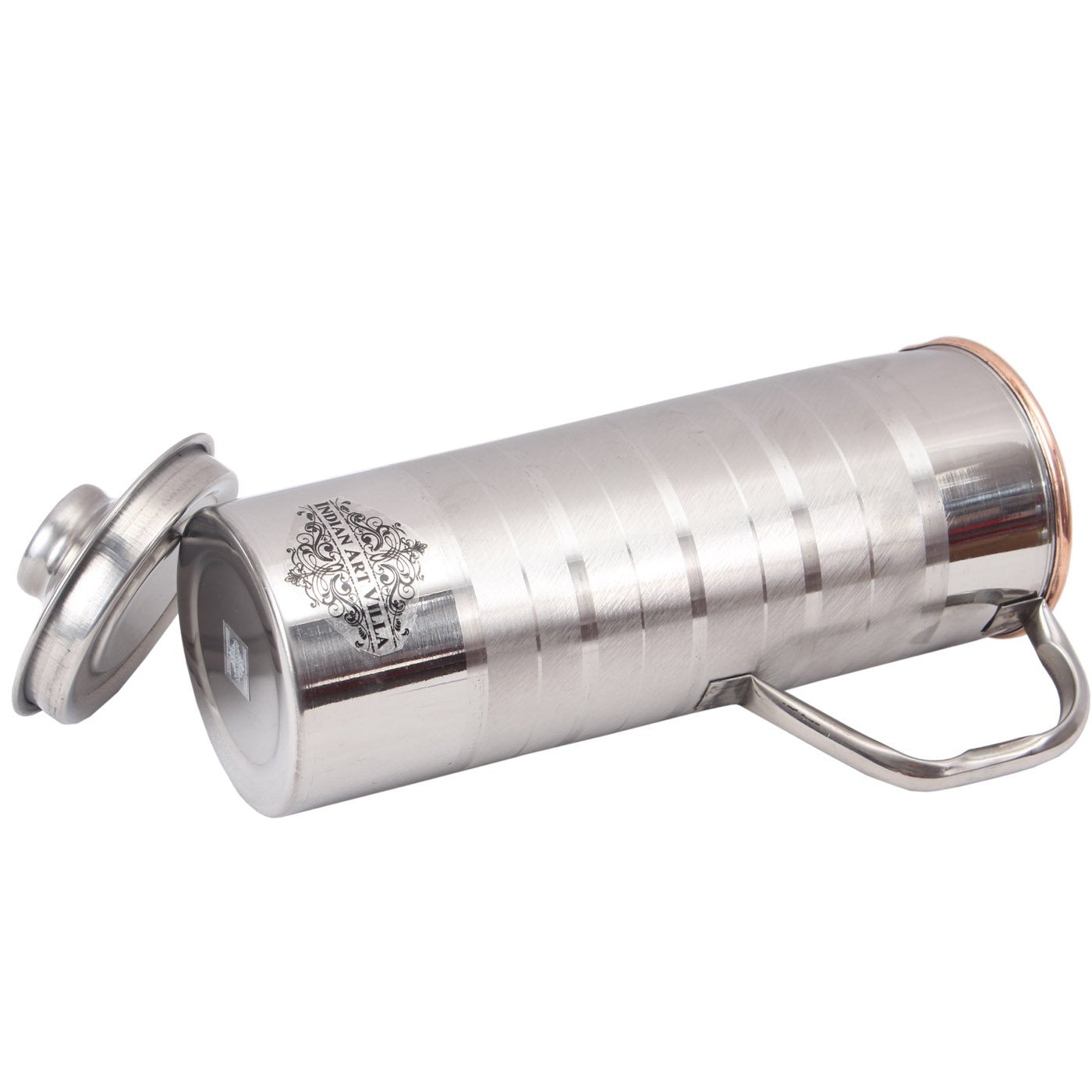 Steel Copper Luxury & Embossed Design Fridge Bottle With Handle, Drinkware, 900 ML