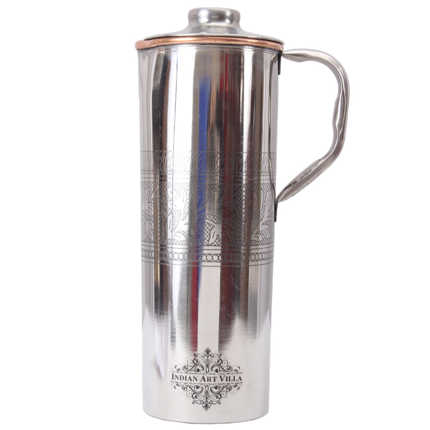 Steel Copper Luxury & Embossed Design Fridge Bottle With Handle, Drinkware, 900 ML