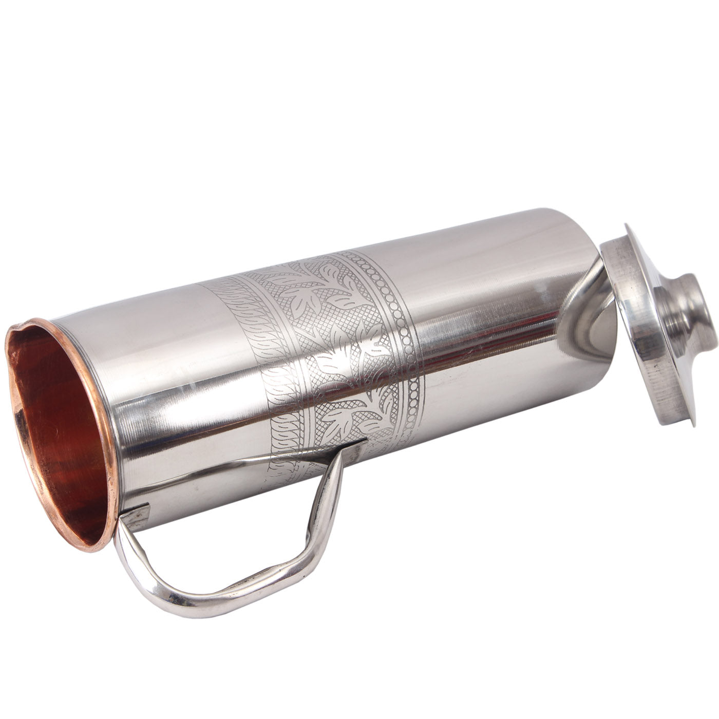 Steel Copper Luxury & Embossed Design Fridge Bottle With Handle, Drinkware, 900 ML