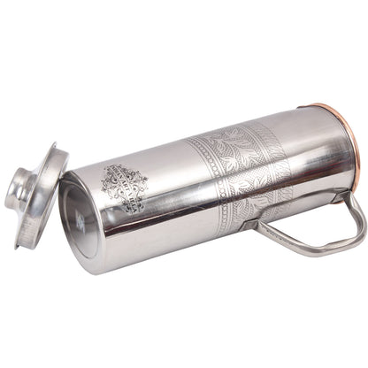 Steel Copper Luxury & Embossed Design Fridge Bottle With Handle, Drinkware, 900 ML