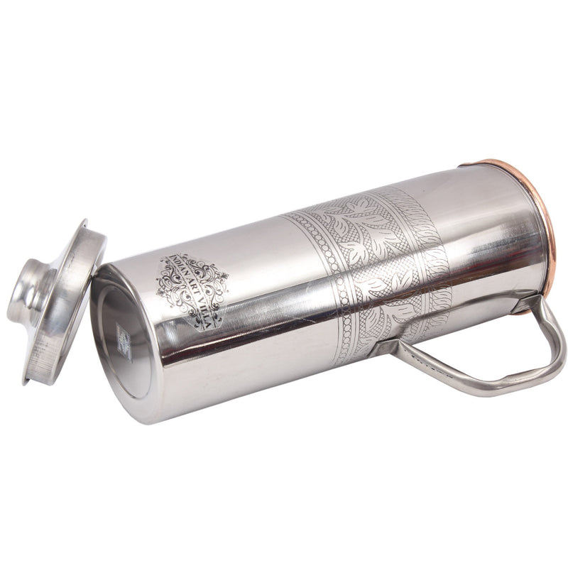Steel Copper Luxury & Embossed Design Fridge Bottle With Handle, Drinkware, 900 ML