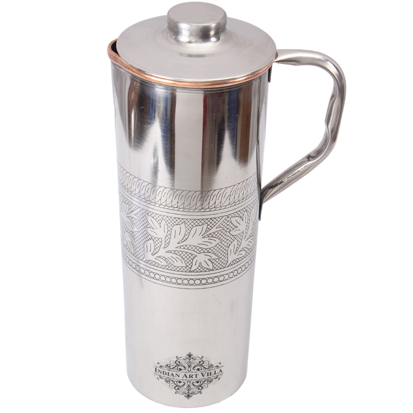 Steel Copper Luxury & Embossed Design Fridge Bottle With Handle, Drinkware, 900 ML