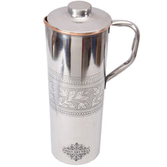 Steel Copper Luxury & Embossed Design Fridge Bottle With Handle, Drinkware, 900 ML
