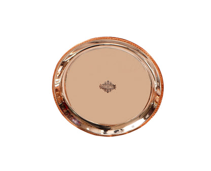 Steel Copper Quarter Serving Plate with Copper Beeding, 19.05 cm