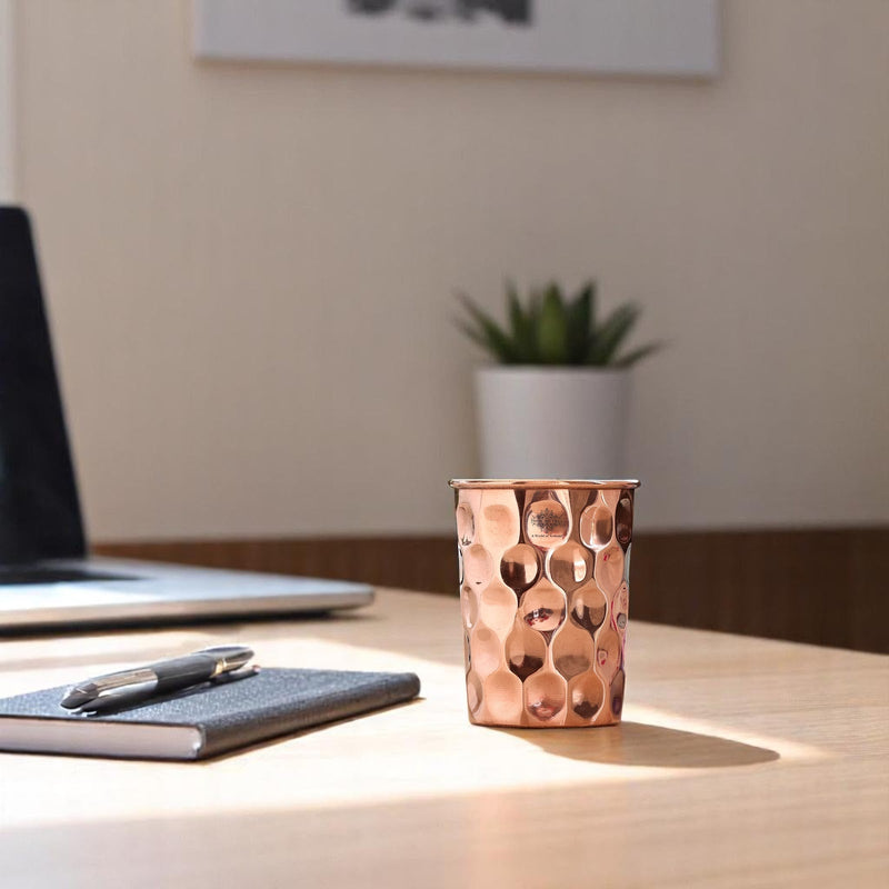Pure Copper Diamond | Hammered | Shine Finish | Luxury Glasses-275 ML