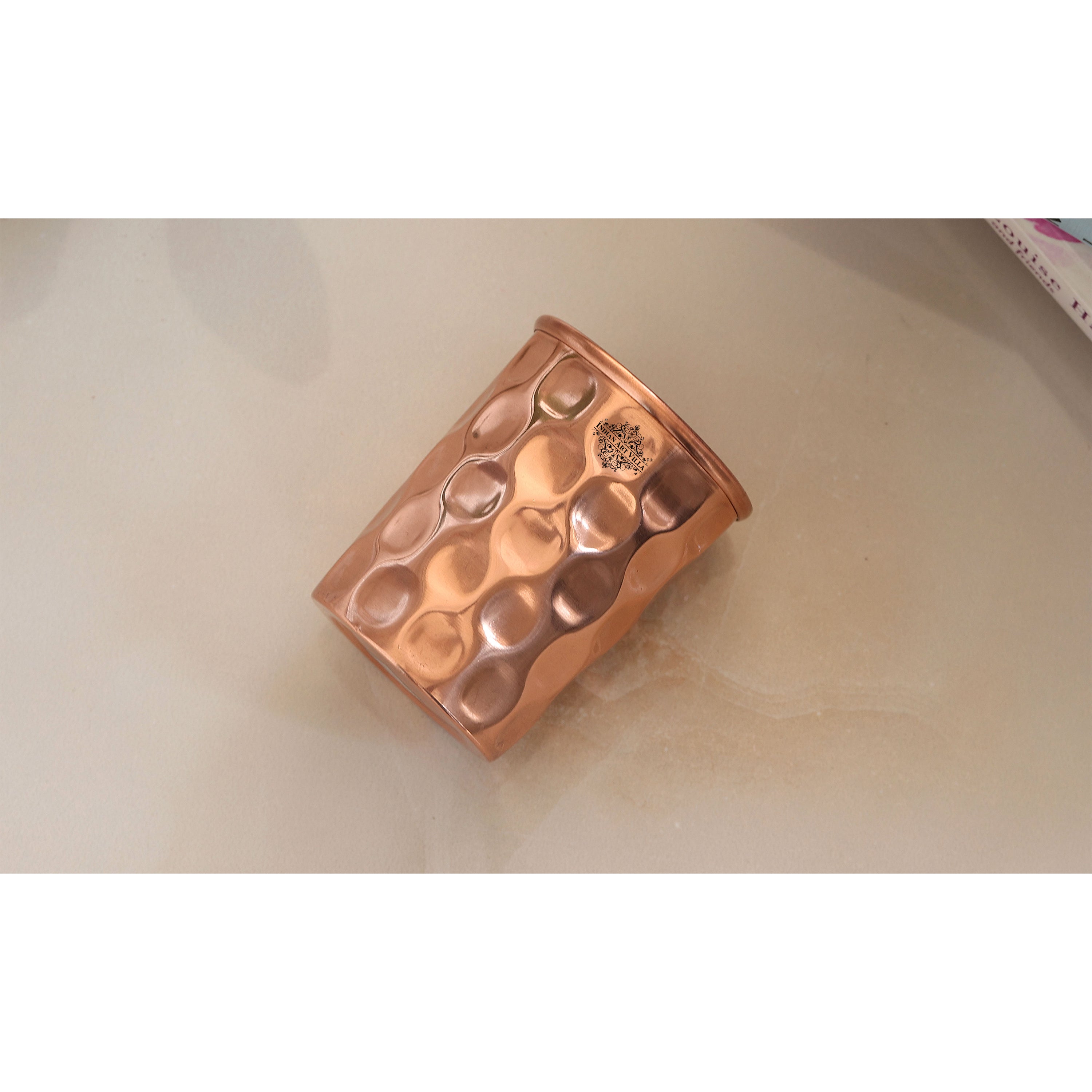 Pure Copper Diamond | Hammered | Shine Finish | Luxury Glasses-275 ML