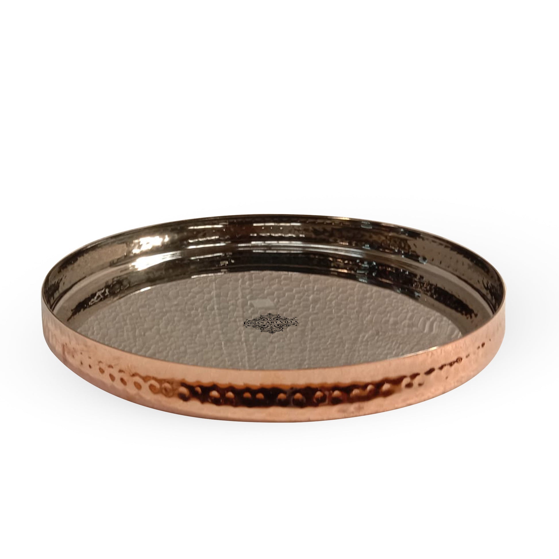 Pure Steel Copper Hammered Curved Thali Plate