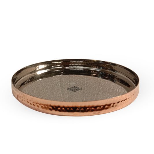 Pure Steel Copper Hammered Curved Thali Plate