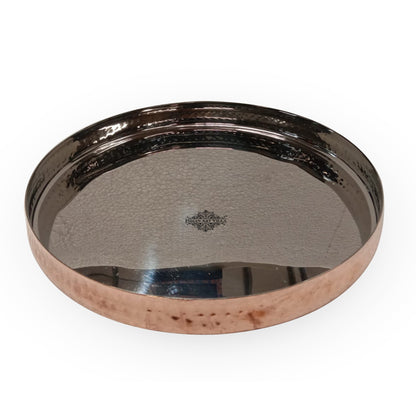 Pure Steel Copper Hammered Curved Thali Plate