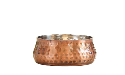 Indian Art Villa, Steel Copper Antique Finish Hammered Curved Bowl