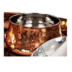 Handmade Pure Steel Copper Hammered Curved Design Chutni Bowl, Tableware, Serveware
