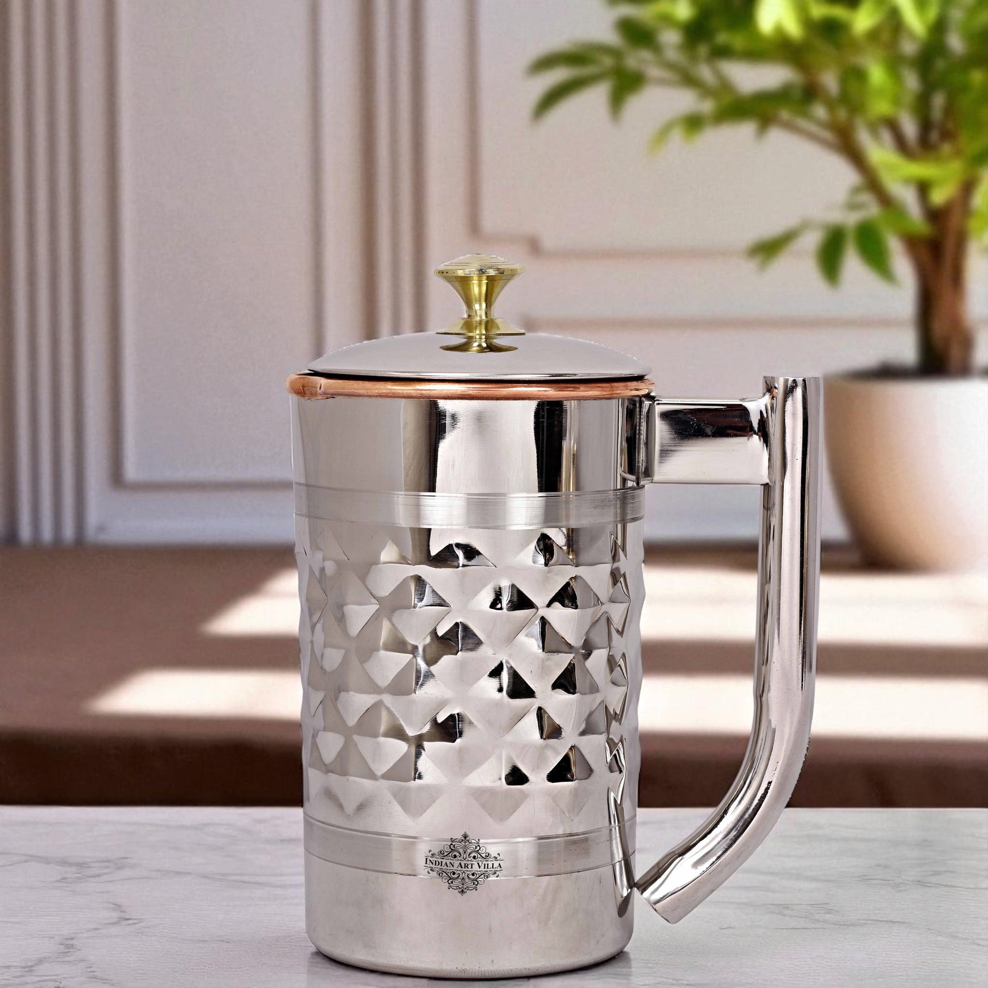 Pure Steel Copper Diamond Design Jug