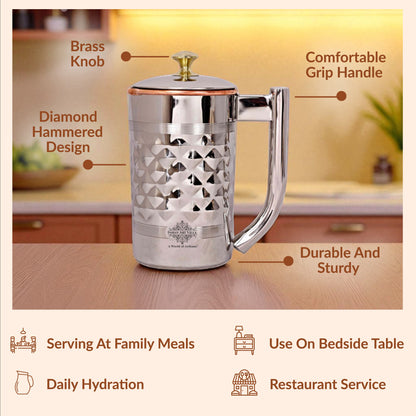 Pure Steel Copper Diamond Design Jug