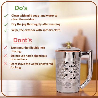 Pure Steel Copper Diamond Design Jug