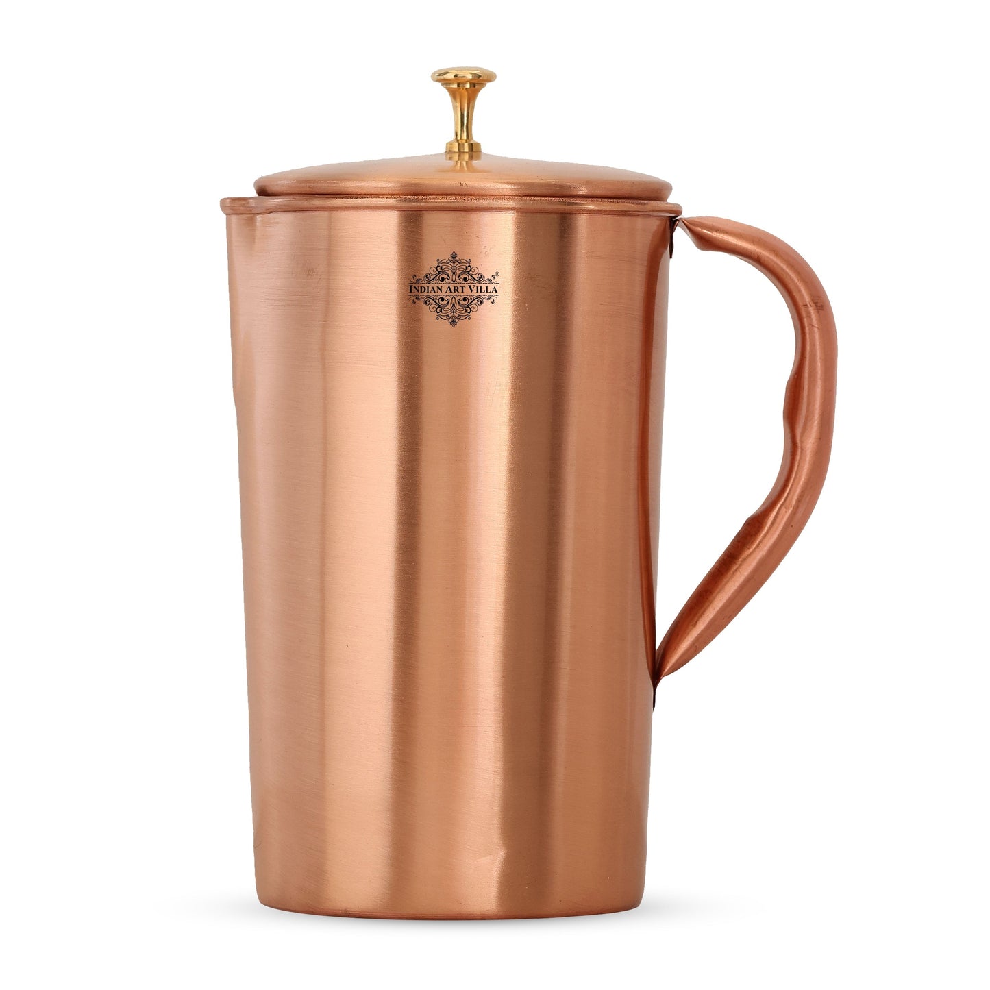 Pure Copper Plain & Matt  Hammered Jug With Brass Knob on Lid