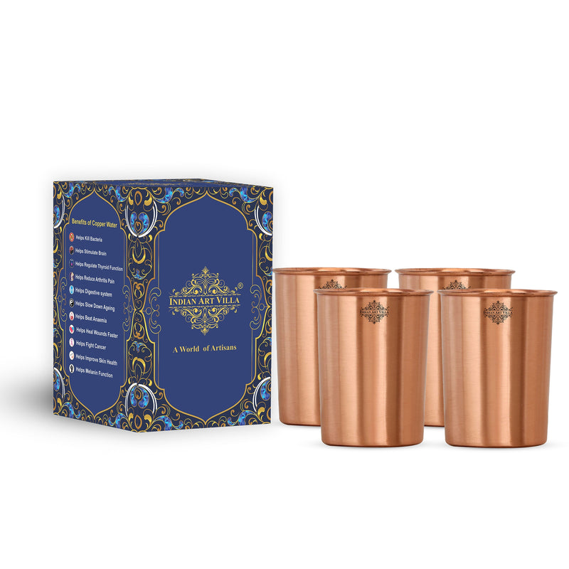 Pure Copper Lacquer Coated Plain & Hammered Design Glass 275 ML