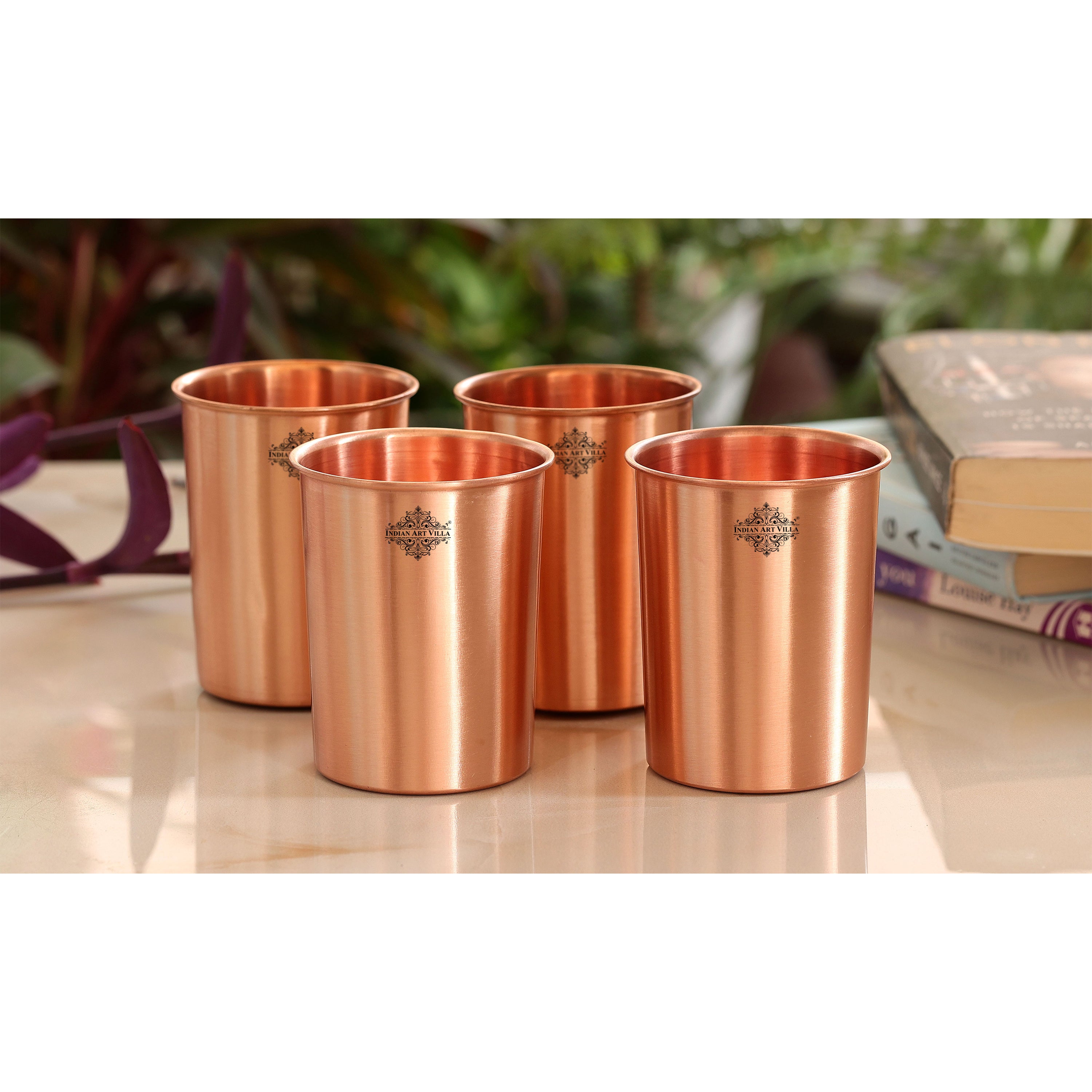 Pure Copper Lacquer Coated Plain & Hammered Design Glass 275 ML