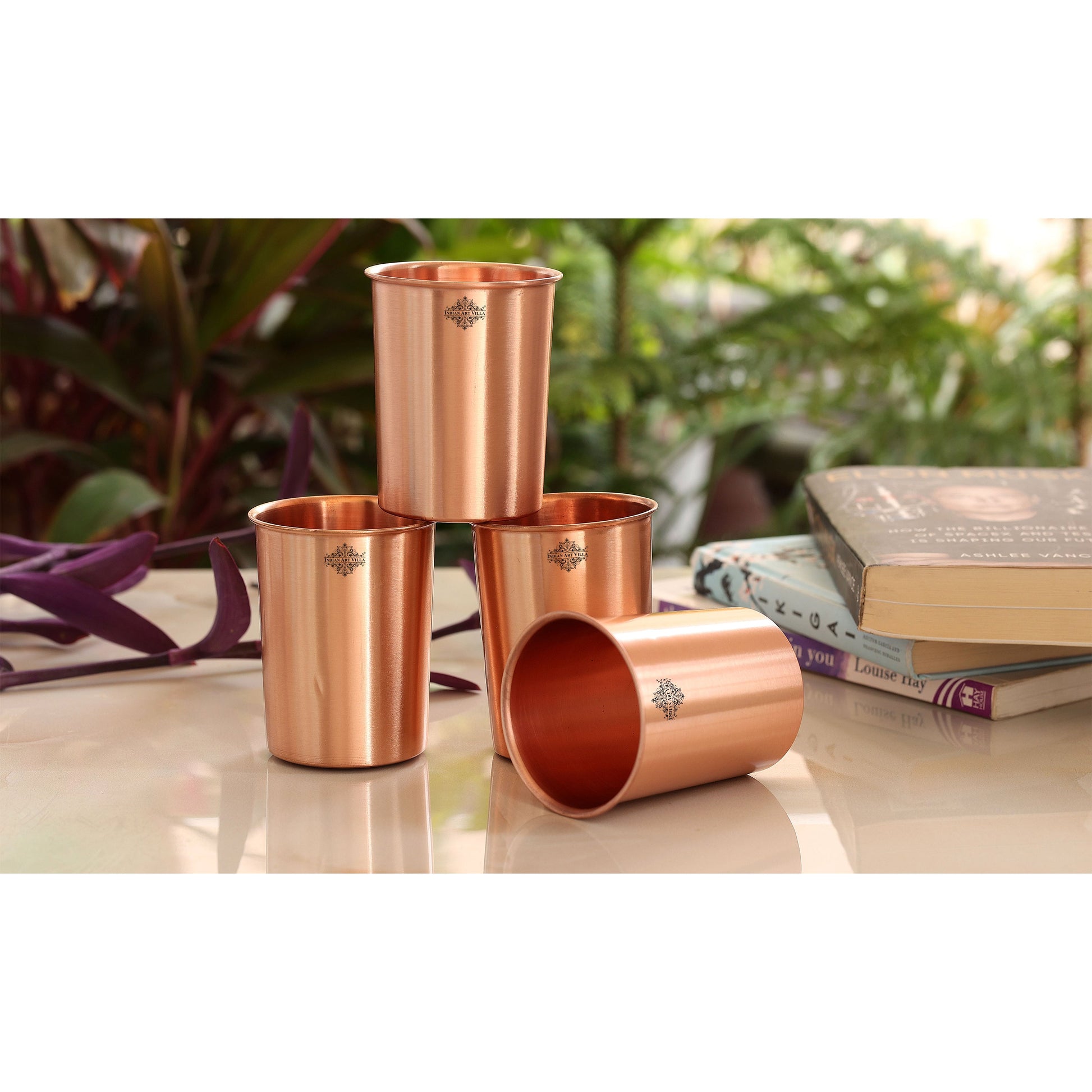 Pure Copper Lacquer Coated Plain & Hammered Design Glass 275 ML