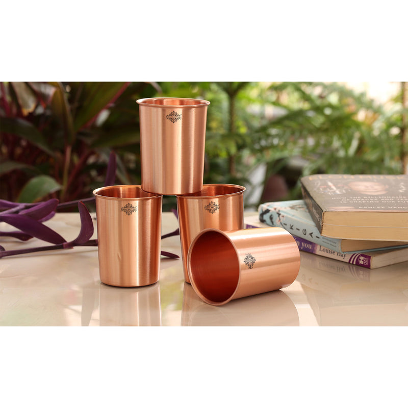 Pure Copper Lacquer Coated Plain & Hammered Design Glass 275 ML