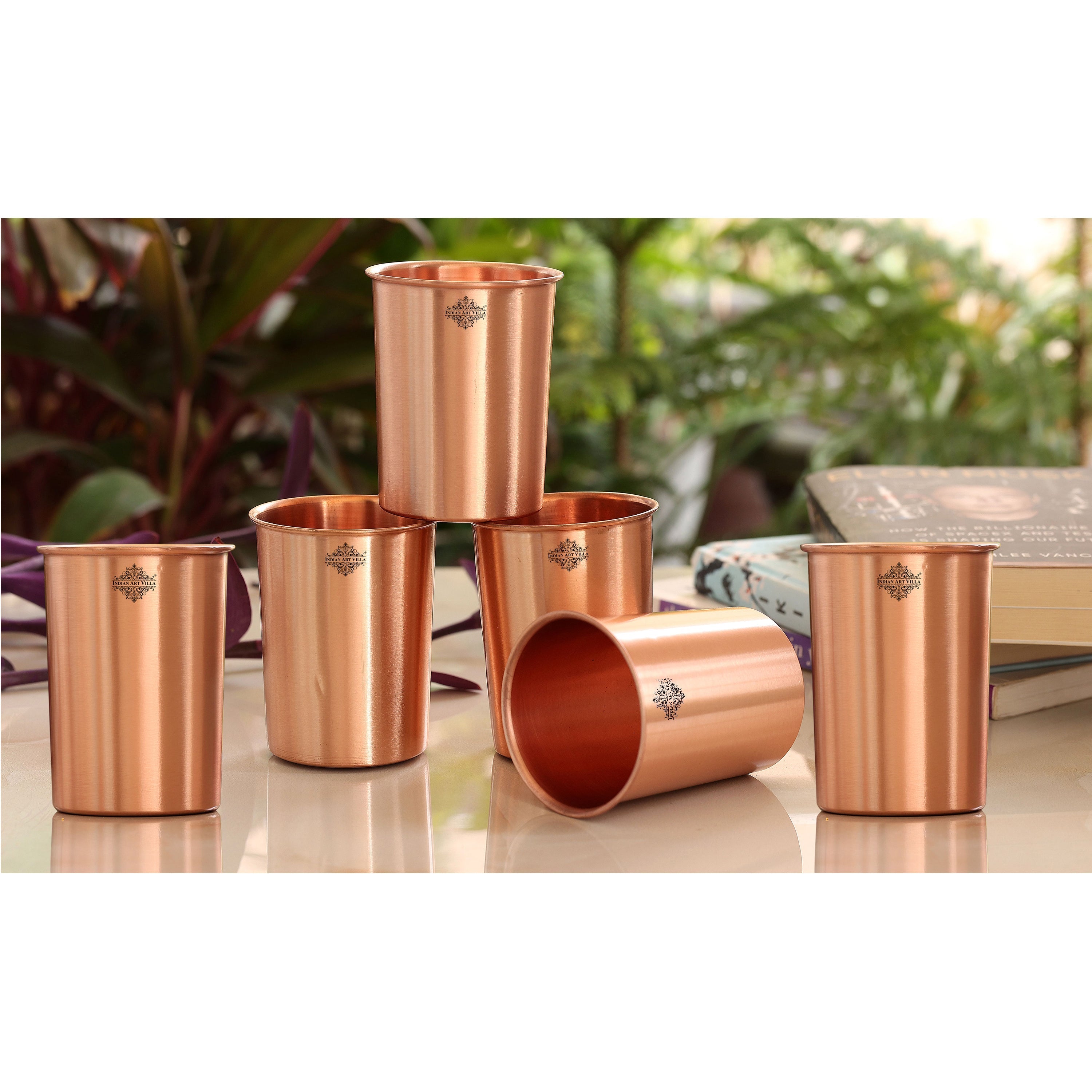 Pure Copper Lacquer Coated Plain & Hammered Design Glass 275 ML