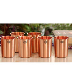 Pure Copper Lacquer Coated Plain & Hammered Design Glass 275 ML